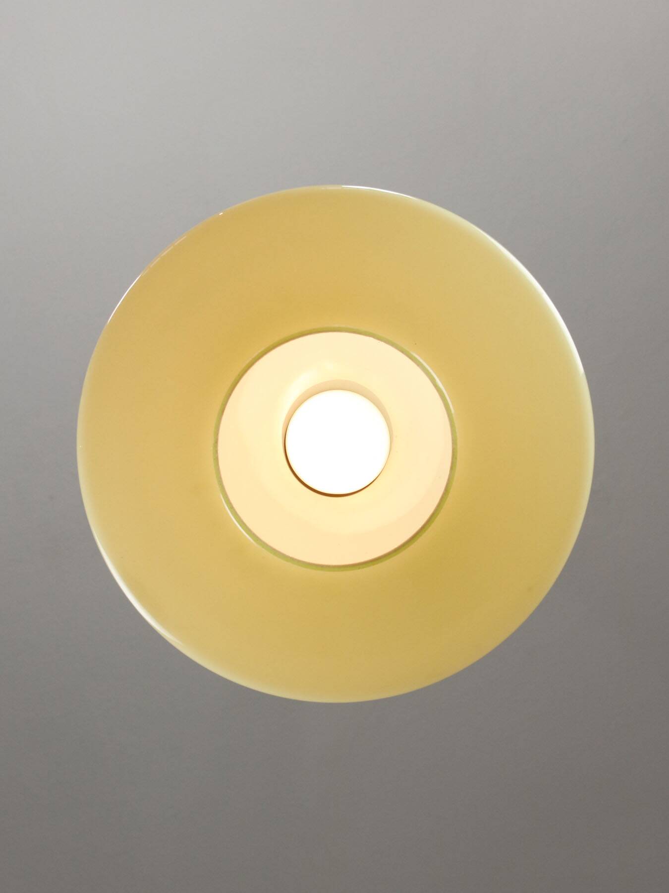 Mid-Century Italian Brass and Green Glass Pendant Lamp