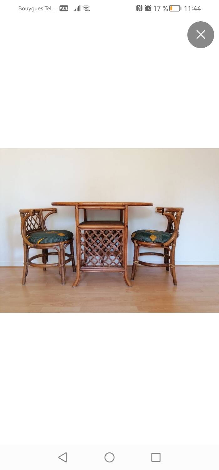 Salon de jardin en rotin console et deux fauteuils