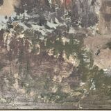 Peinture à l'huile vintage impressionniste représentant un paysage urbain signée par l'artiste 1947
