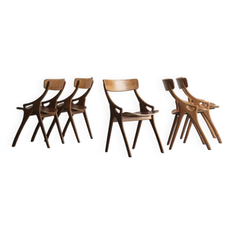 Ensemble de 5 chaises à repas par Arne Hovmand Olsen, Danemark, 1960