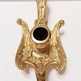 Peacock candle holder in gilded brass 1970