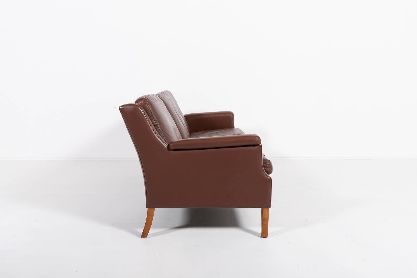 Canapé vintage en cuir marron de Mogens Hansen, Danemark 1980