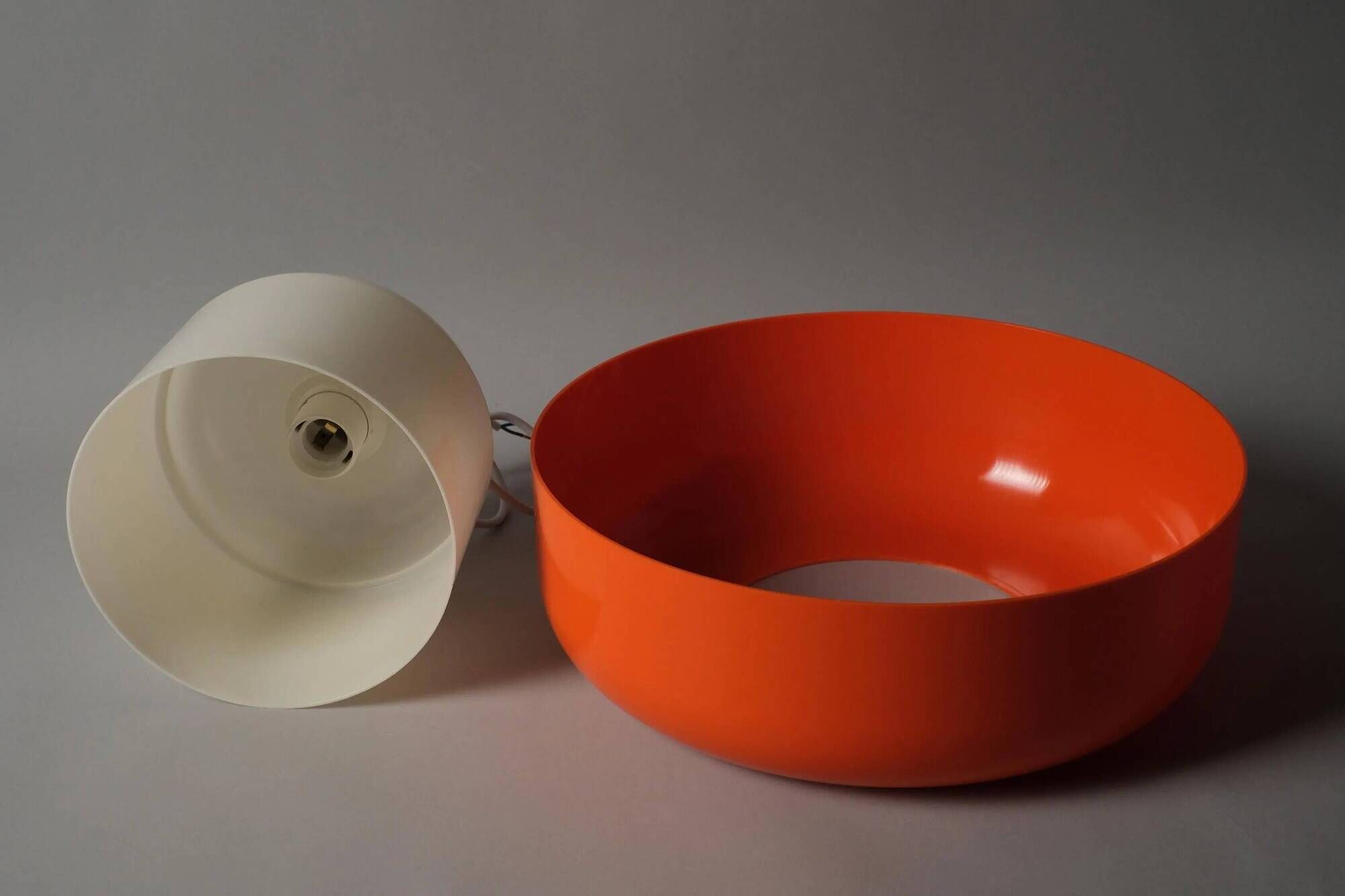 Fagerhults Belysning Pendant Lamp, Orange & White Acrylic, 1960s Space Age Design, Sweden