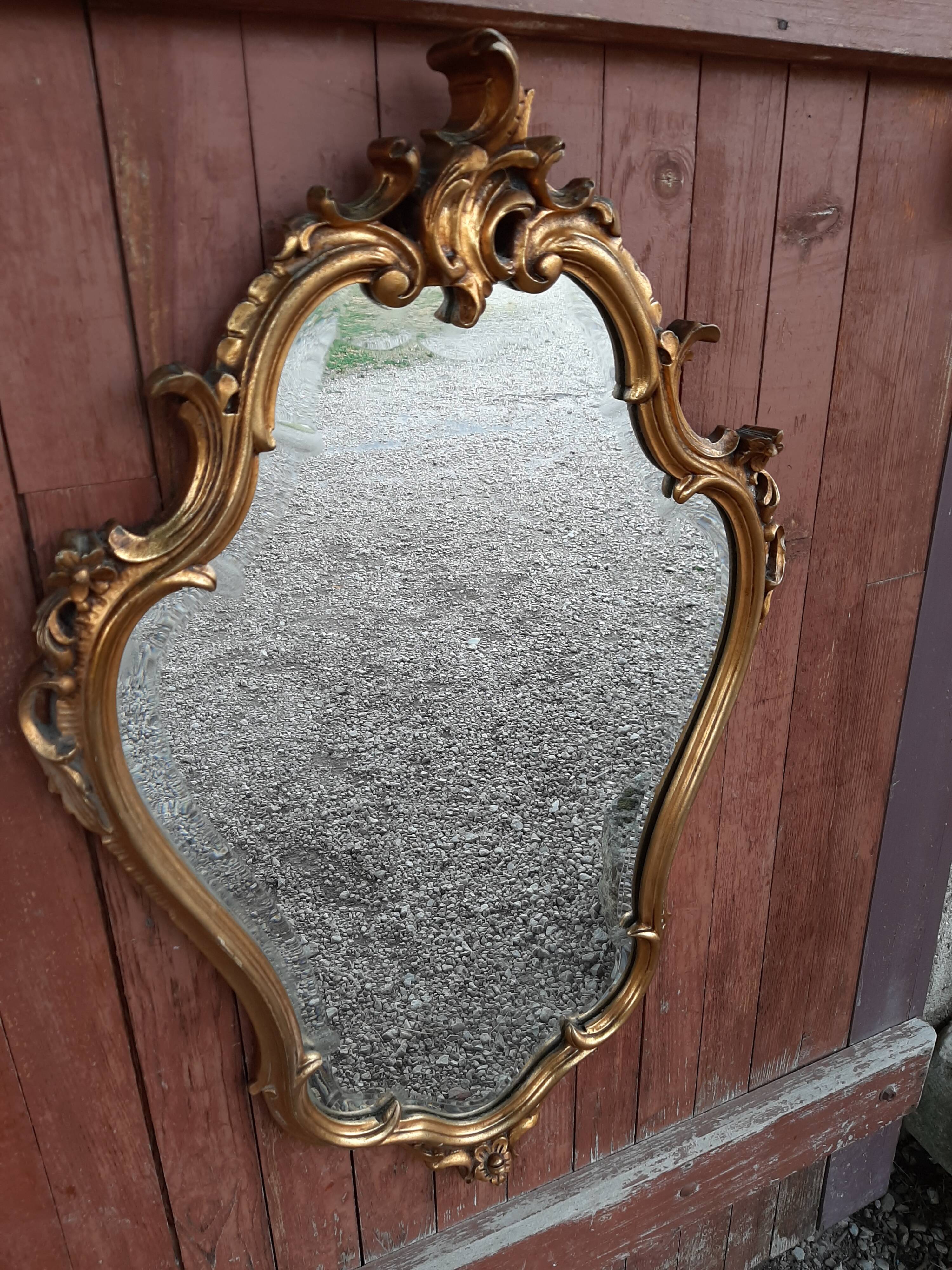 Miroir doré baroque style Louis XV biseauté