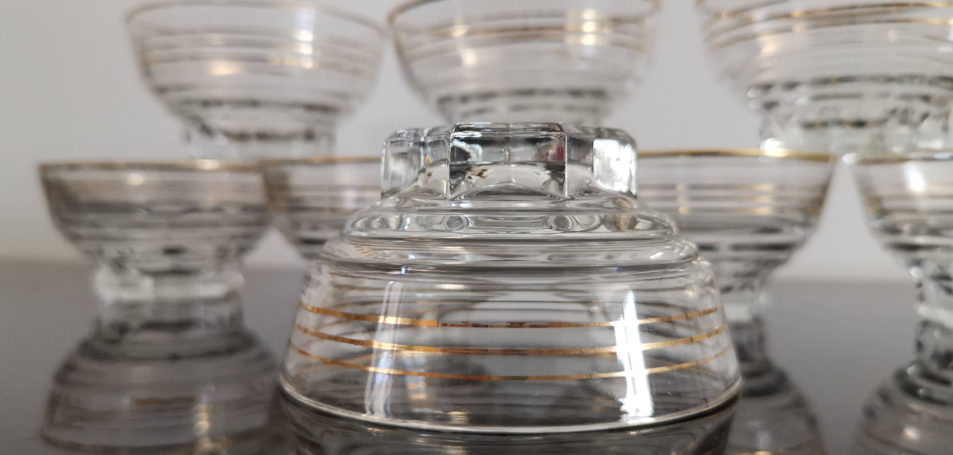 Champagne cups glassware from the Chapelle St Mesmin 30s