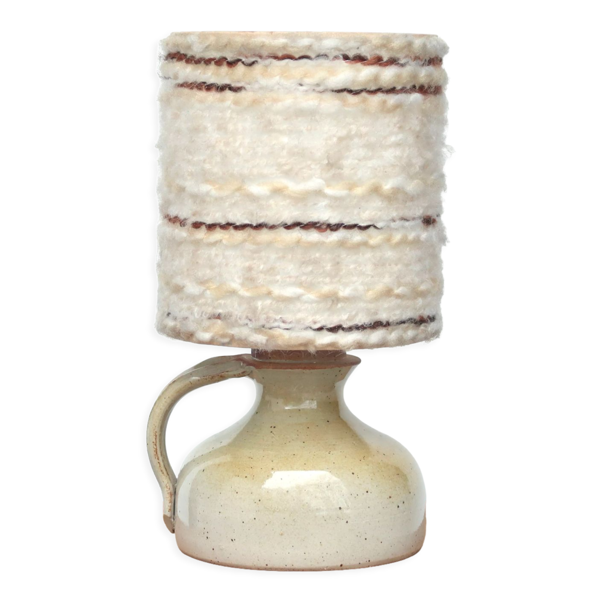 Sandstone lamp, wool lampshade, 60s