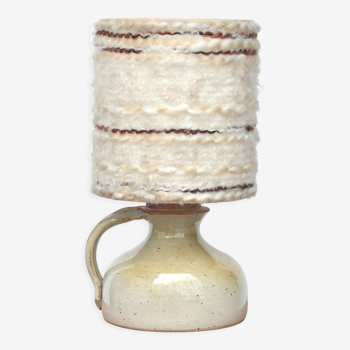 Sandstone lamp, wool lampshade, 60s