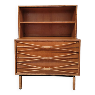 High bamboo and rattan chest of drawers from the 1950s