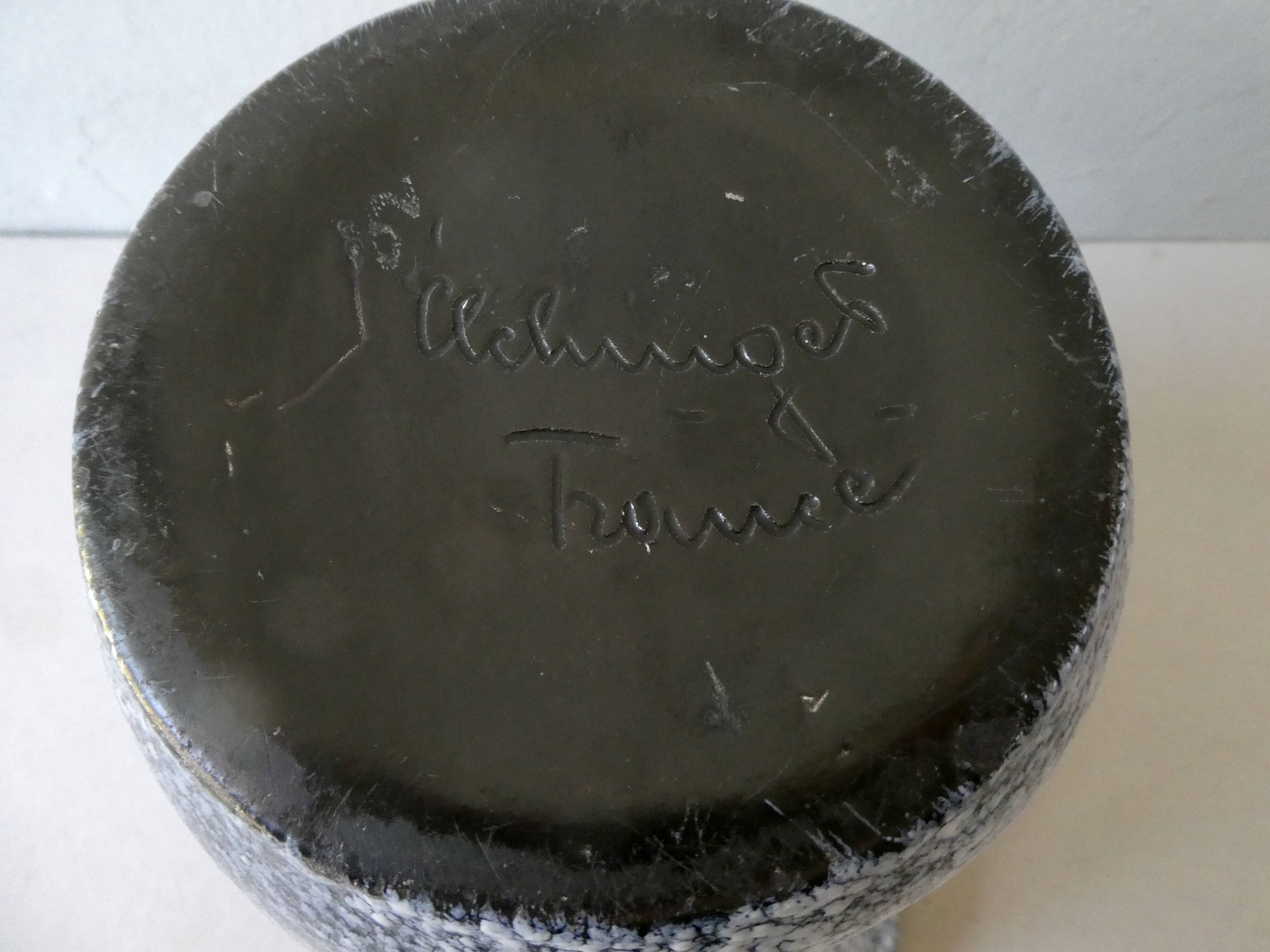 Grand vase corolle signé Elchinger France, vers 1960
