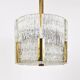 Kalmar Suspension Tambour Drum, Brass, Frosted Textured Glass, Austria, 1960s