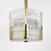 Kalmar Suspension Tambour Drum, Brass, Frosted Textured Glass, Austria, 1960s