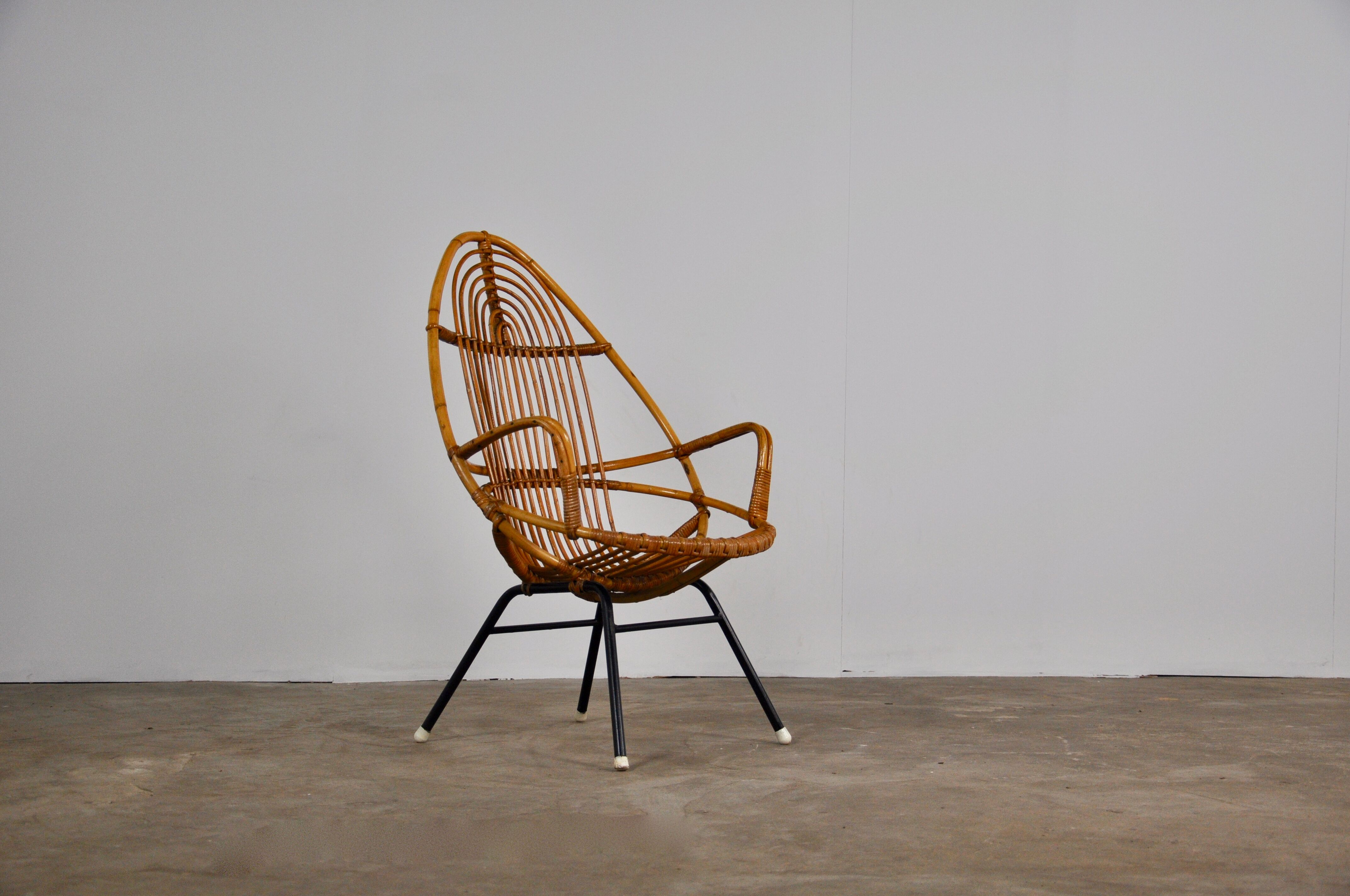 Rattan armchair by Rohe Noordwolde, Netherlands, 1960