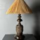 Brutalist wood turned and cast iron large table lamp, 1960s