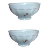 Vintage bowl duo – ribbed edge & floral decor