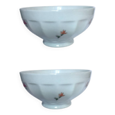 Duo de bols vintage– contour côtelé & décor fleuri