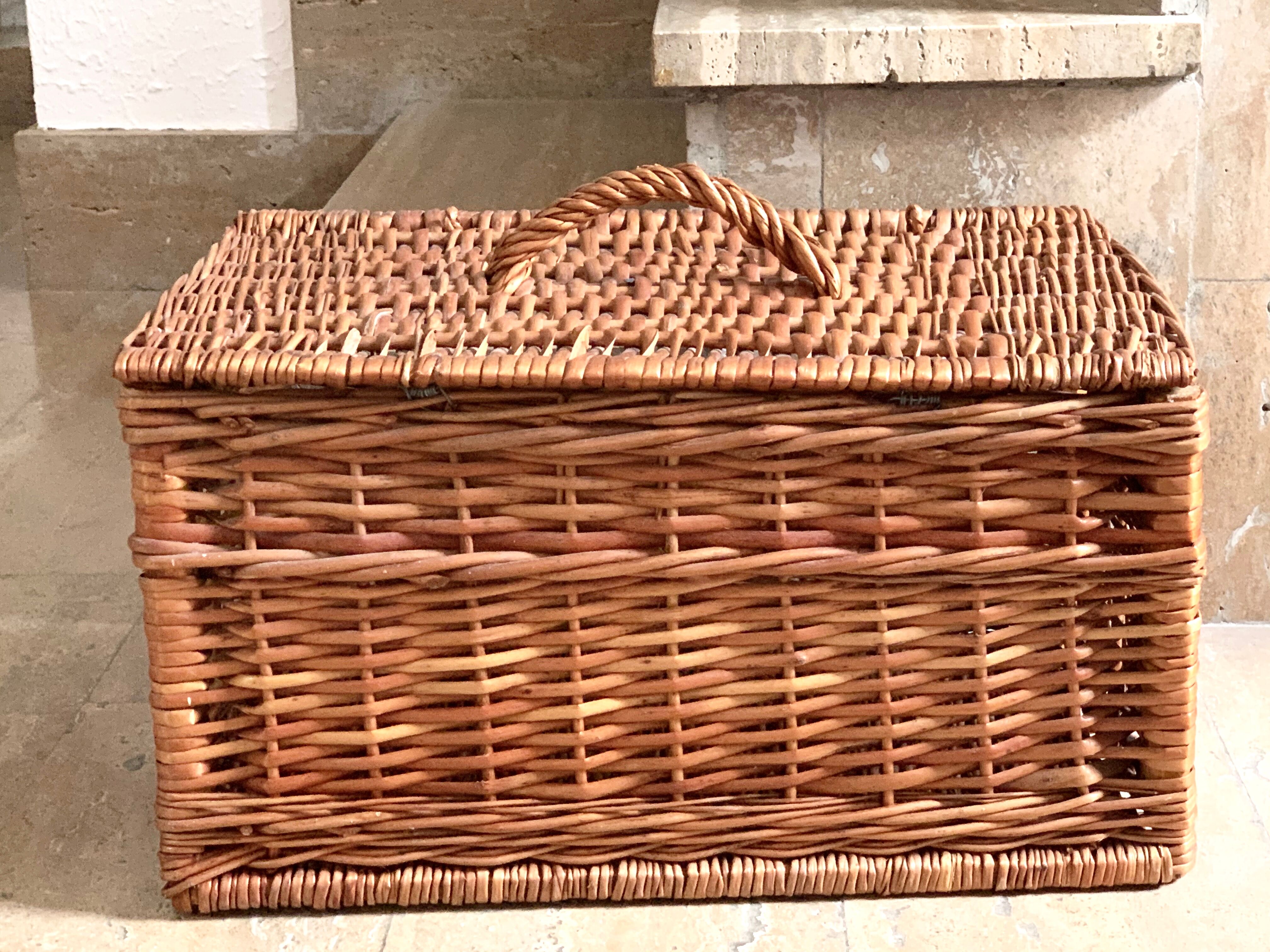 Wicker transport basket, 1960s