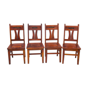 Set de 4 chaises en acajou massif