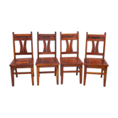 Set de 4 chaises en acajou massif vintage art nouveau, 1900