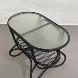 Table basse en rotin noir  et verre