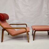 Pulkka chair and ottoman by Ilmari Lappalainen for Asko, 1963