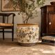 Large Italian Hand-Painted Ceramic Jardinière with Floral and Grape Motifs,