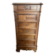 Solid wood storage furniture with a marble top.