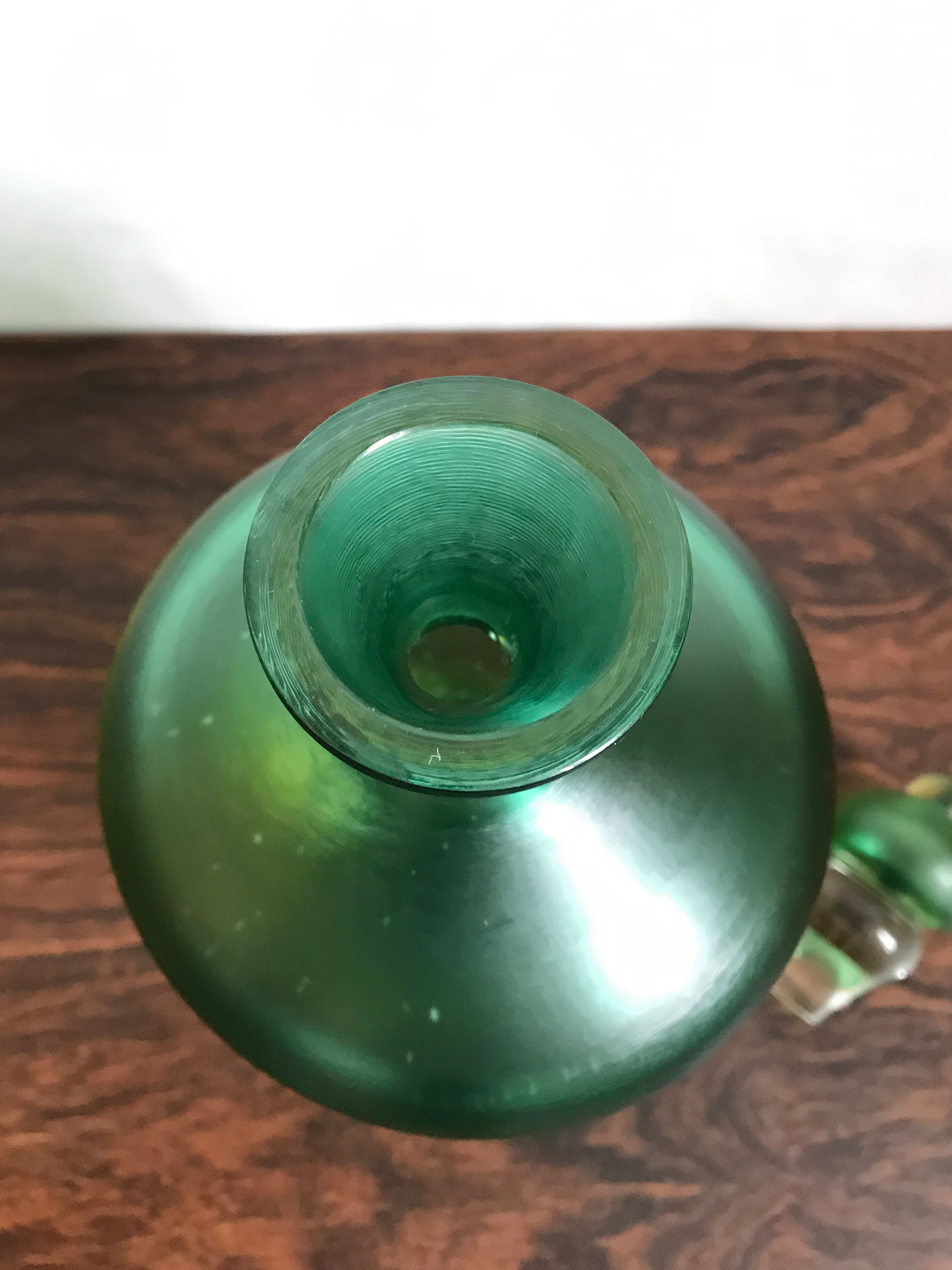 Venini Murano Italian green bottle serie "Incisi" produced in 2004