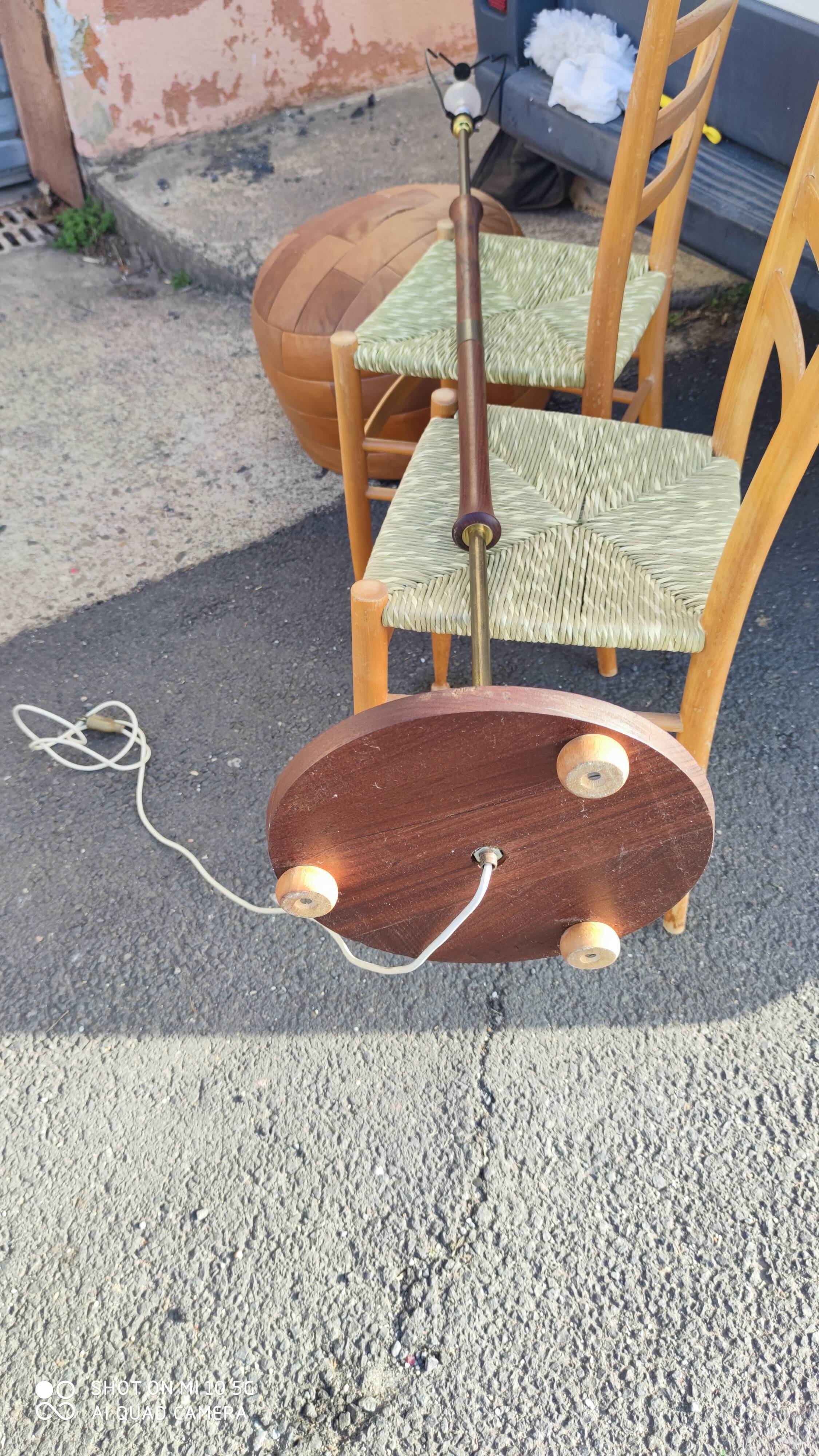 Teak and bronze floor lamp, circa 1960