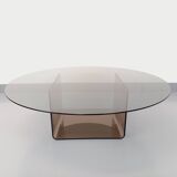 Vintage round glass and plexiglass coffee table, Space Age style, 70s