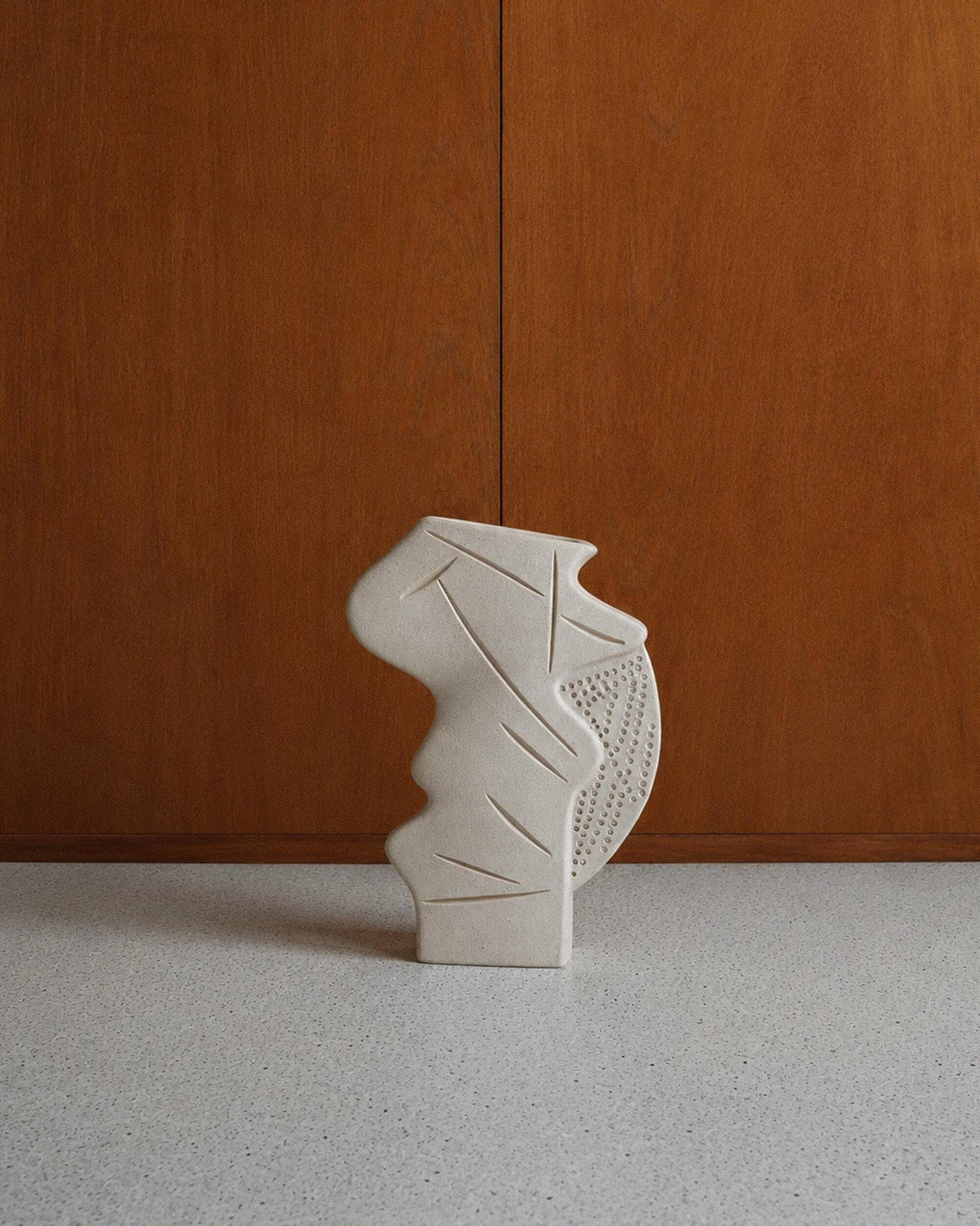 Vintage 1970s studio ceramic vase, stoneware with an abstract openwork shape.