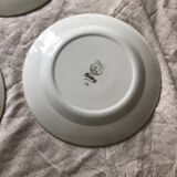 6 assiettes plates Ceranord Saint Amand Beaugency fleurs bords dorés et vert menthe