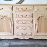 Low buffet in renovated solid cherry wood – Revisited Louis XV style – 250 cm