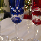 Champagne flutes in colored Nancy crystal