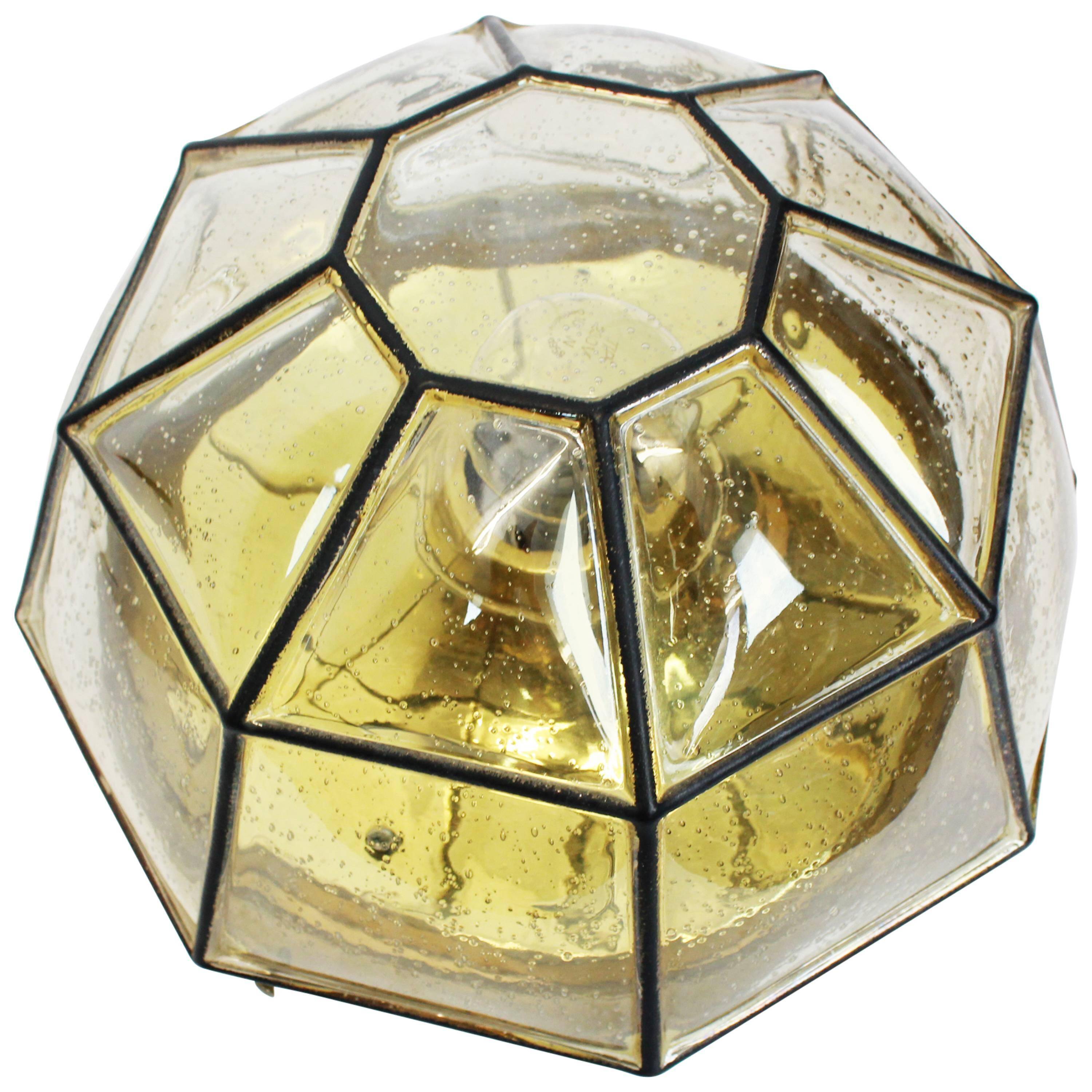 Ceiling lights in iron and clear glass by Limburg, Germany, 1960s.