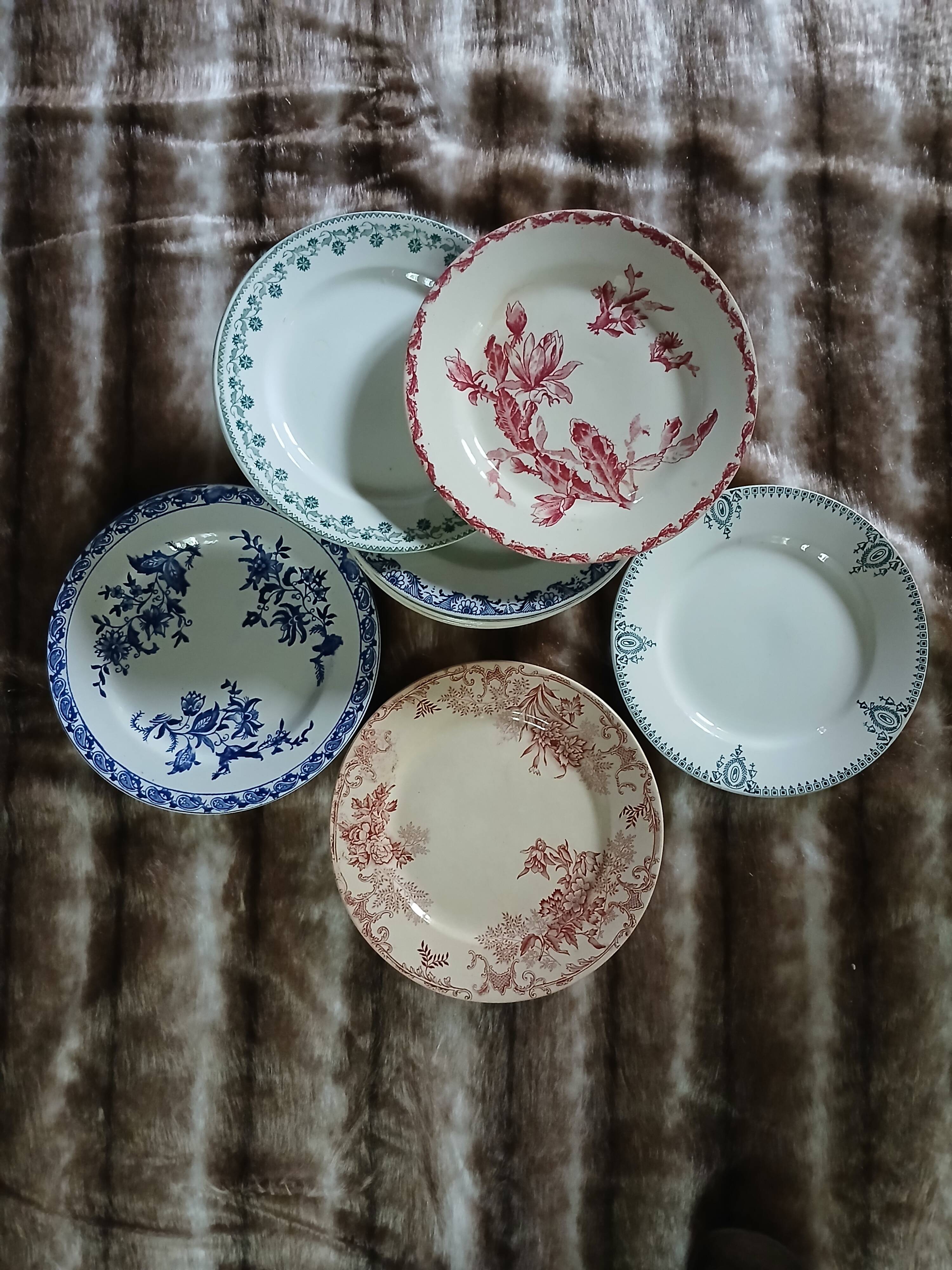 10 assiettes plates anciennes en Terre de fer