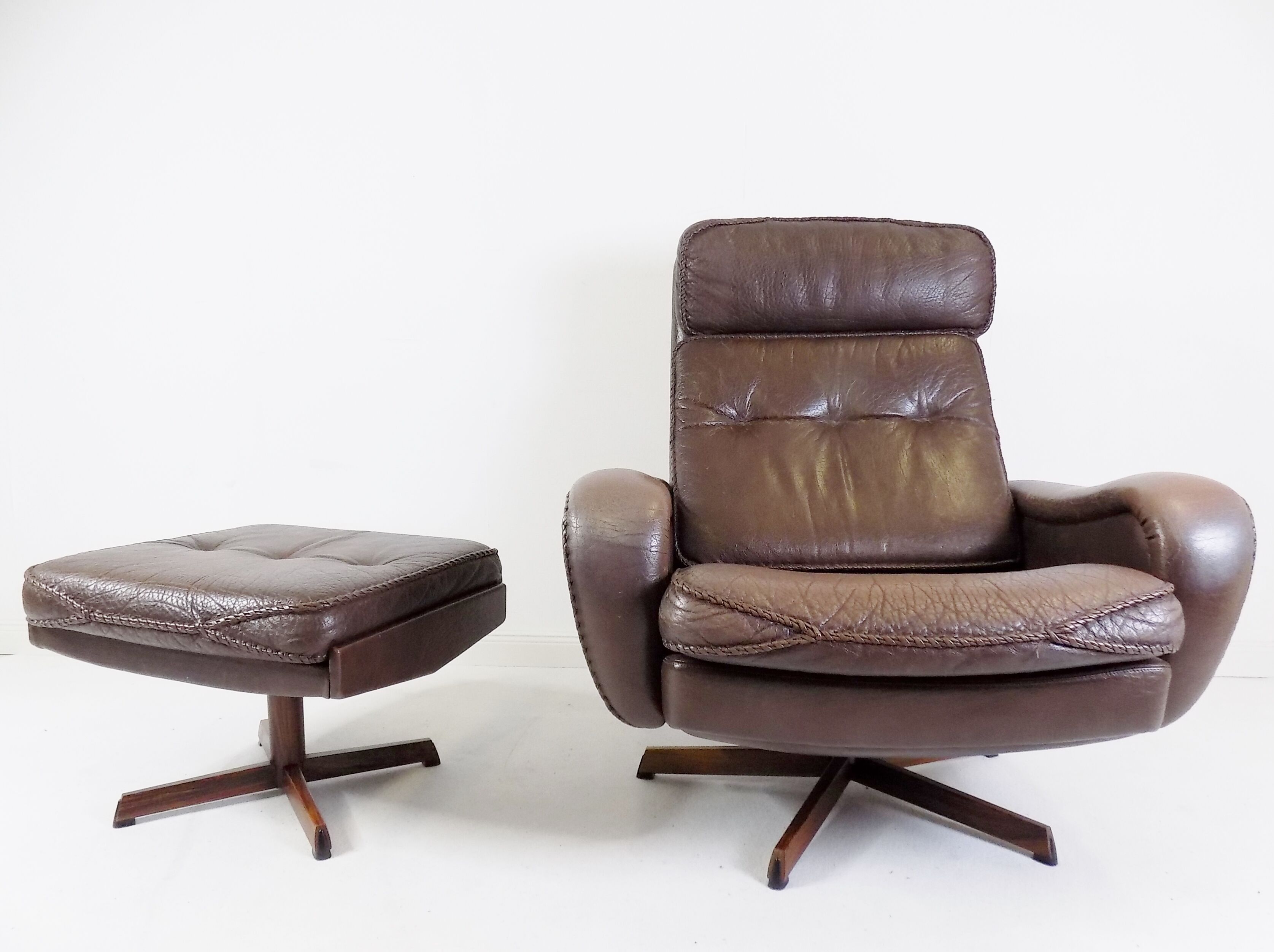 Madsen & Schubell leather armchair with ottoman for Bovenkamp