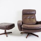 Madsen & Schubell leather armchair with ottoman for Bovenkamp