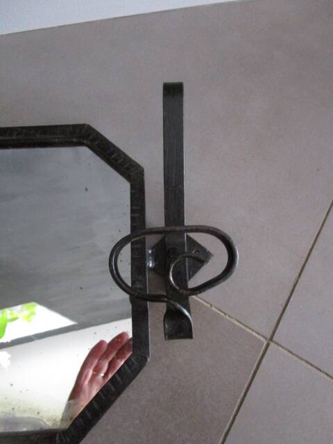 Art Deco wrought iron coat rack mirror