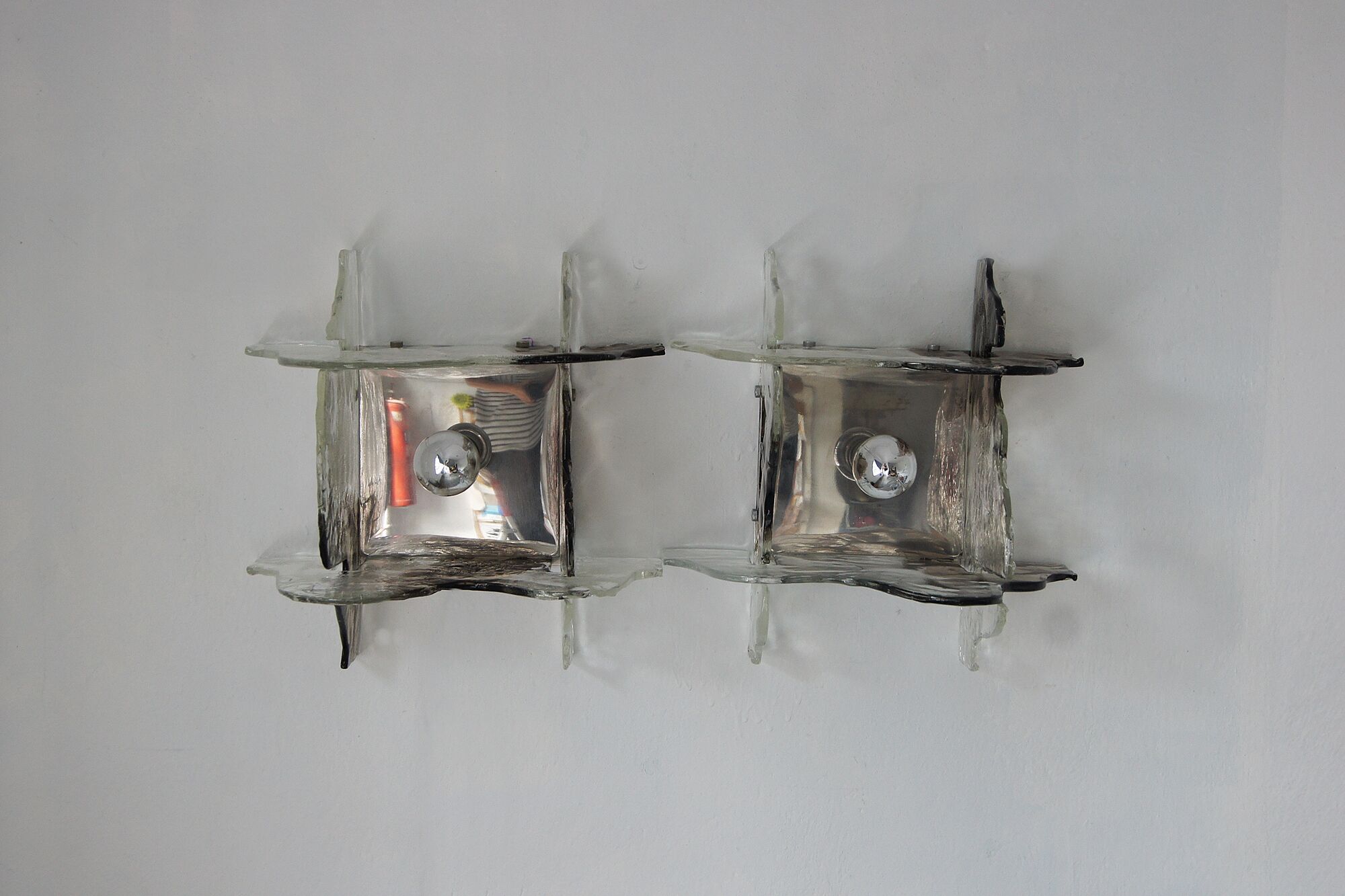 Italian Murano Glass Wall Lamps by Carlo Nason for Mazzega, 1970s, Set of 2