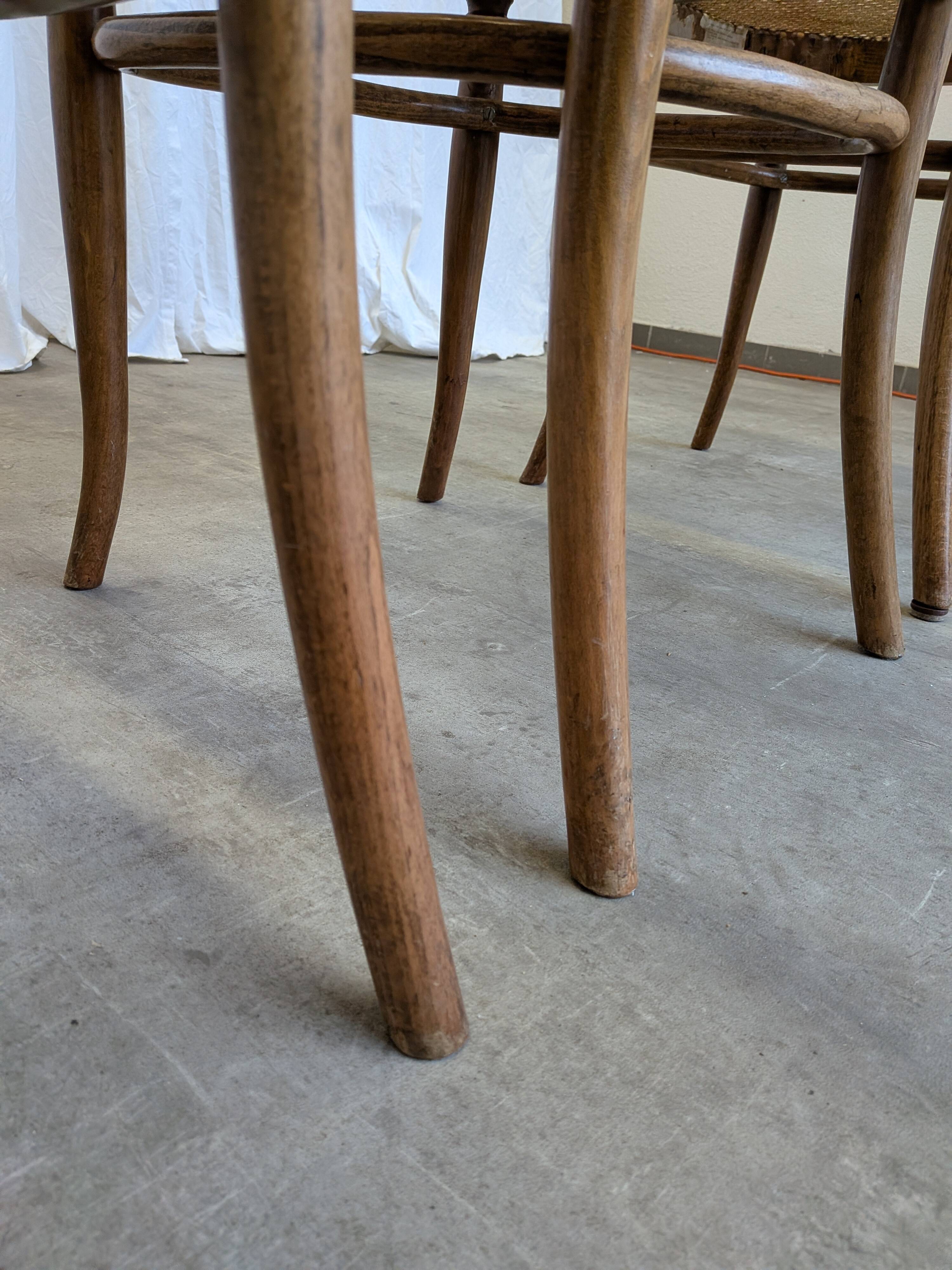 Set of 4 Vintage Bentwood Cane Dining Chair, Thonet Style, 1970s Yugoslavia