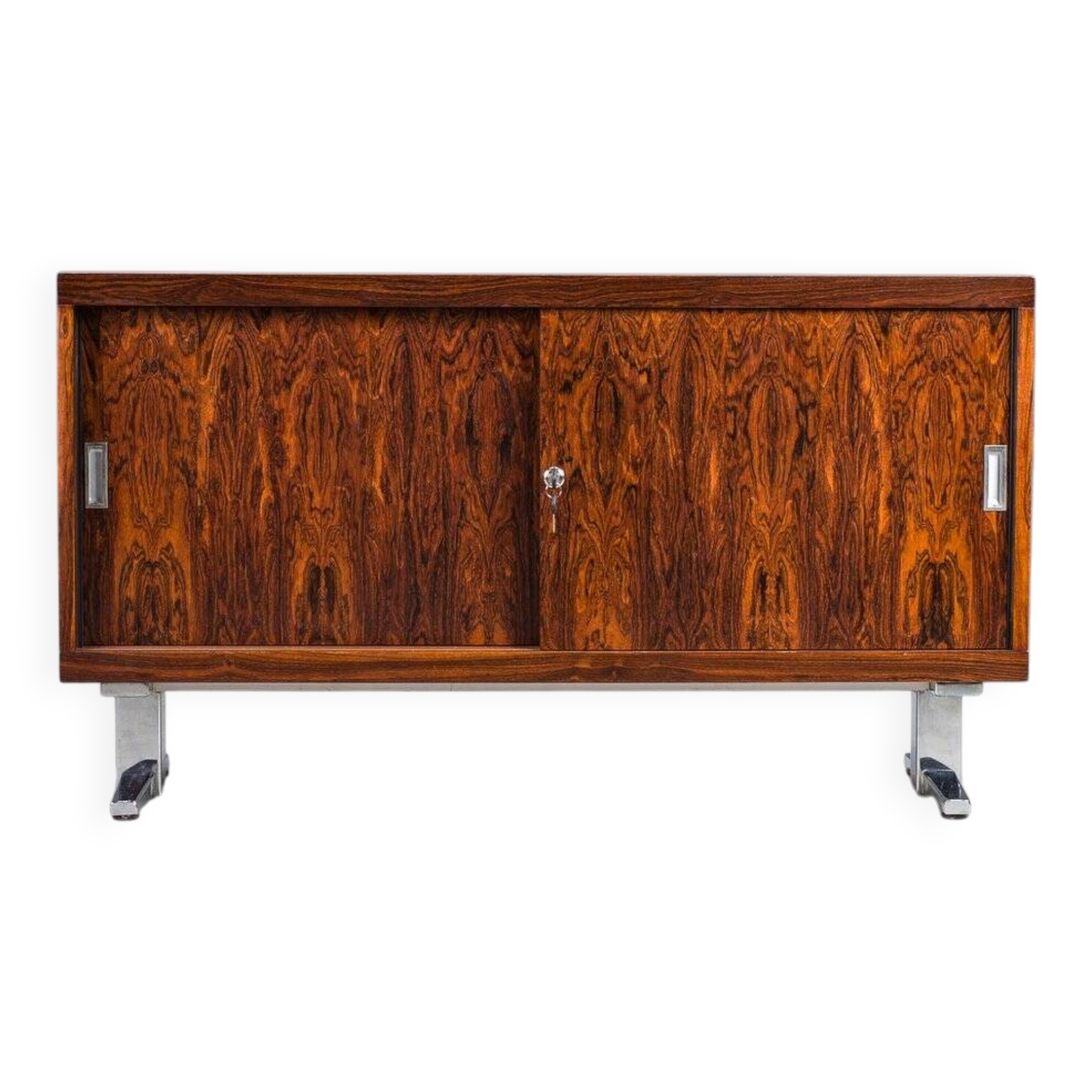 Mid-century wood veneer sideboard with chrome legs, 1960s