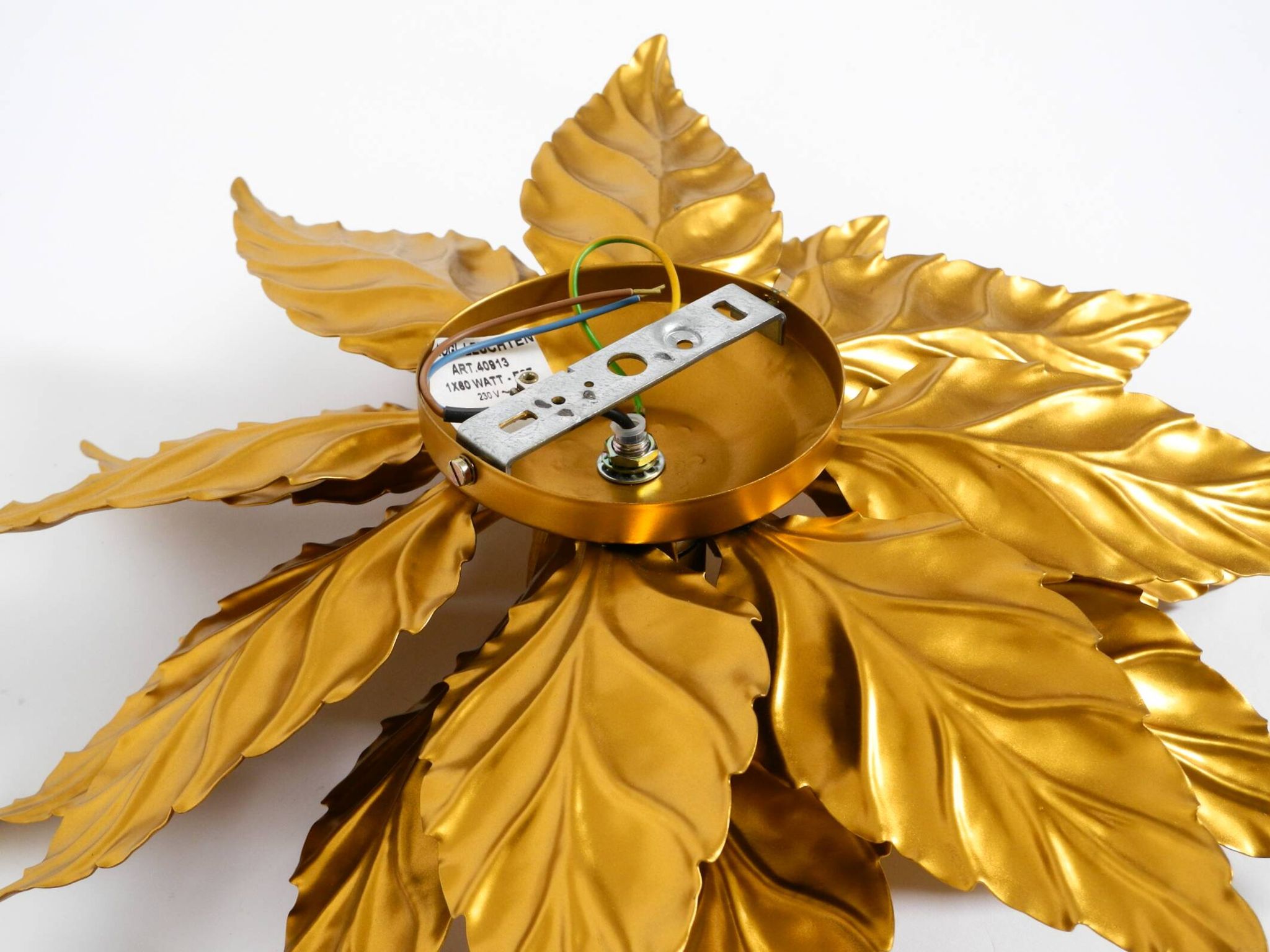 Rare large gold-plated Hans Kögl Florentine-style ceiling or wall lamp from