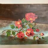 Tableau fleurs huile sur toile signée