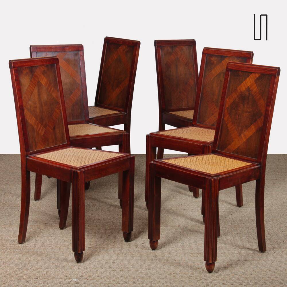 Suite de 6 chaises en bois des années 1930-40