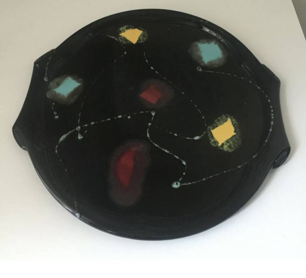 Vintage black ceramic pie dish