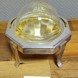 Art Deco caviar bowl in silver-plated metal and glass – 1930s