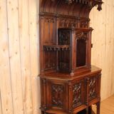 Credence in walnut 19th neo-gothic flamboyant