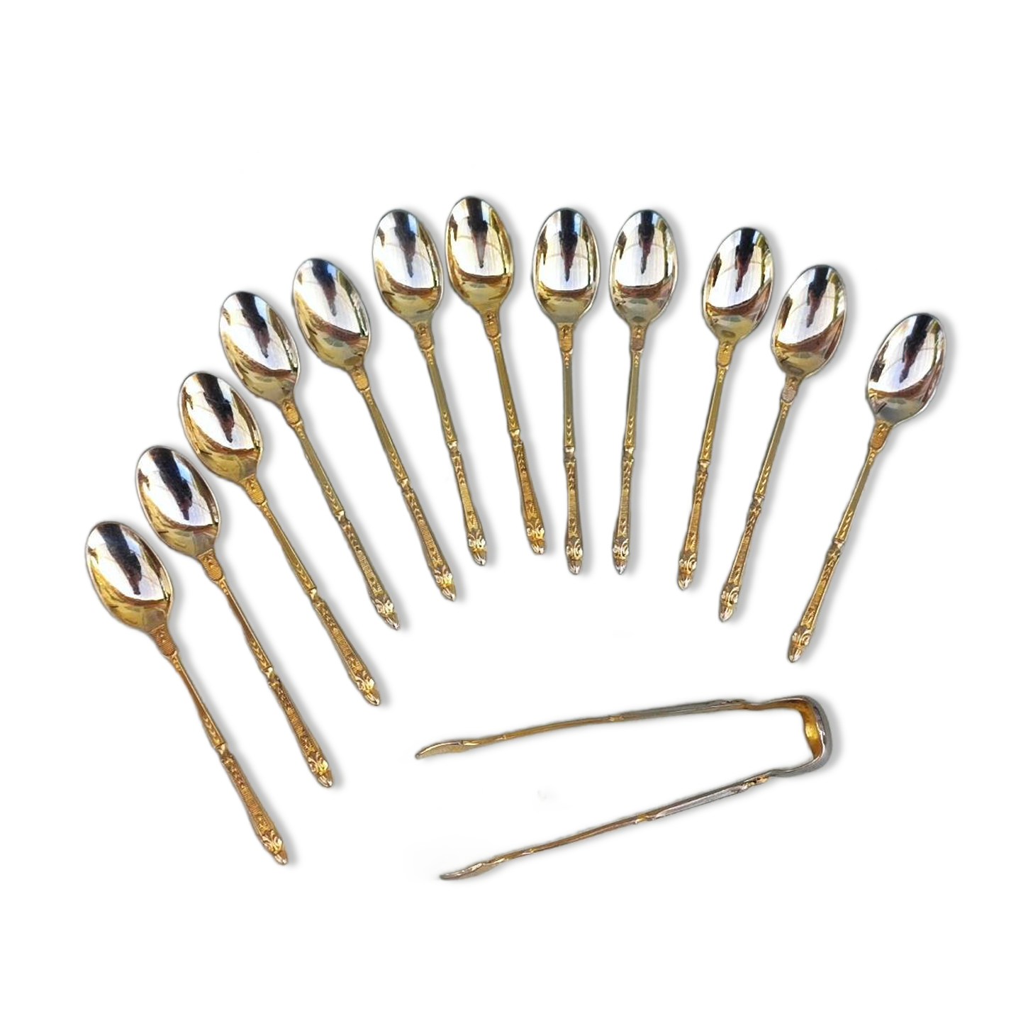 12 gilt metal teaspoons