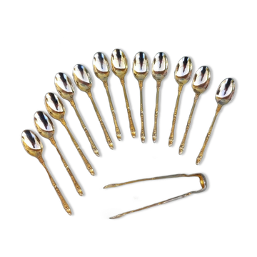 12 cuillères à café en métal doré