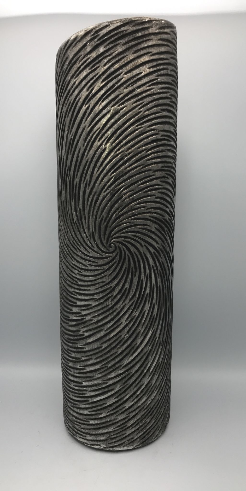Vase tubulaire en céramique à effet de couleur argenté 39 cm